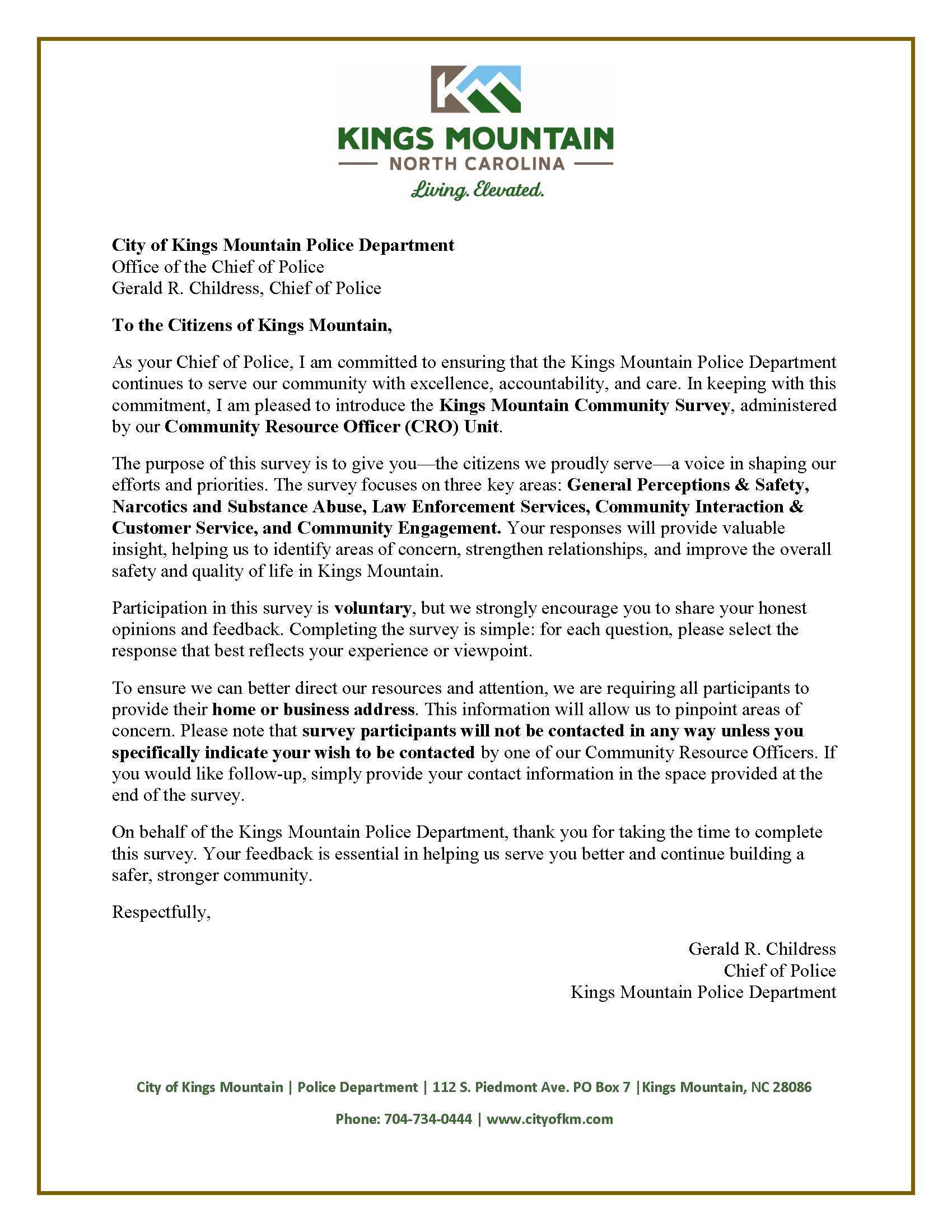 CRO Survey Cover Letter